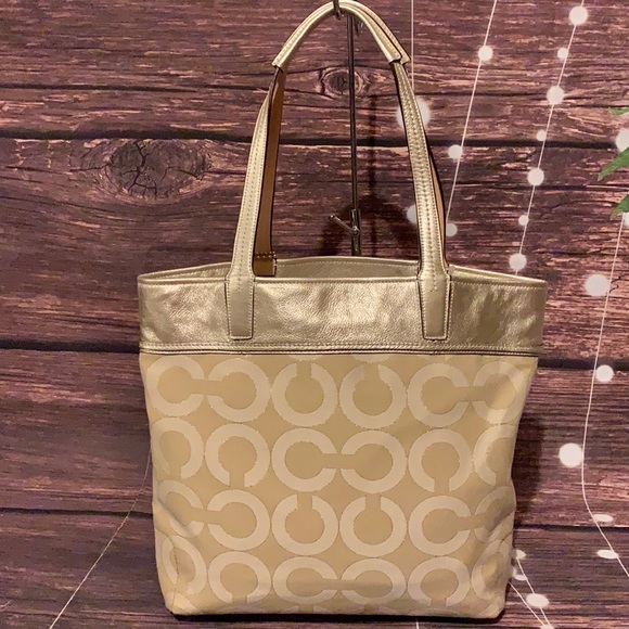 🌻COACH F17035 🌻 KHAKI GOLD AUDREY OP SIGNATURE - Picture 7 of 9